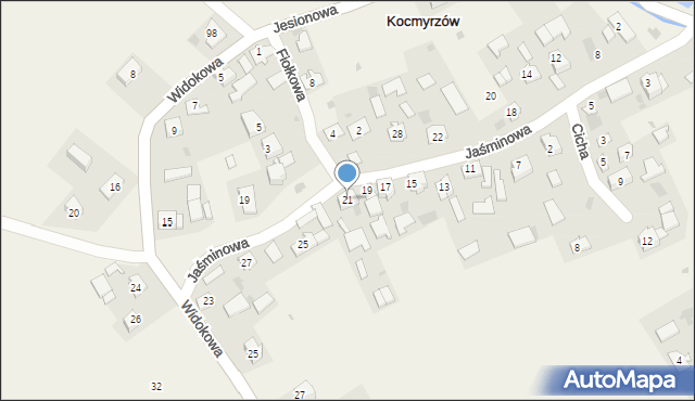 Kocmyrzów, Jaśminowa, 21, mapa Kocmyrzów