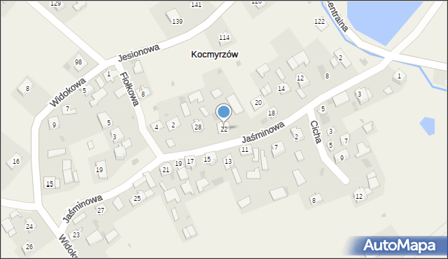 Kocmyrzów, Jaśminowa, 22, mapa Kocmyrzów