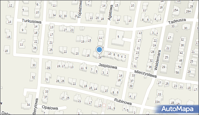 Komorów, Jaspisowa, 14, mapa Komorów