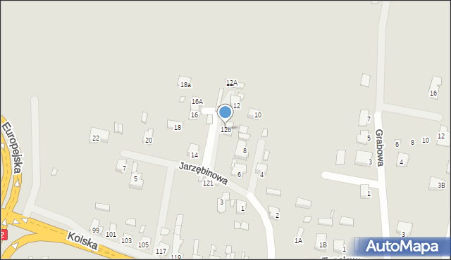 Konin, Jarzębinowa, 12b, mapa Konina