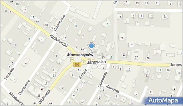 Konstantynów, Janowska, 13, mapa Konstantynów