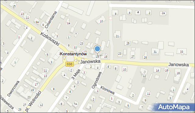 Konstantynów, Janowska, 15, mapa Konstantynów