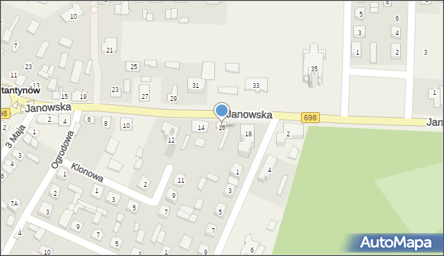 Konstantynów, Janowska, 16, mapa Konstantynów