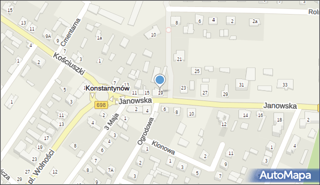 Konstantynów, Janowska, 19, mapa Konstantynów