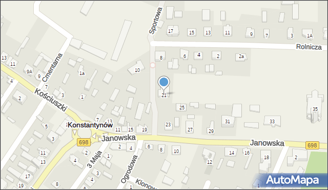 Konstantynów, Janowska, 21, mapa Konstantynów