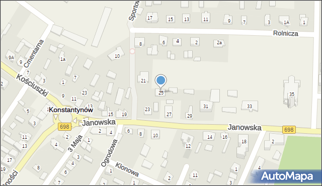 Konstantynów, Janowska, 25, mapa Konstantynów