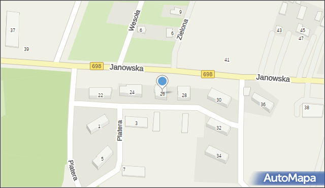 Konstantynów, Janowska, 26, mapa Konstantynów