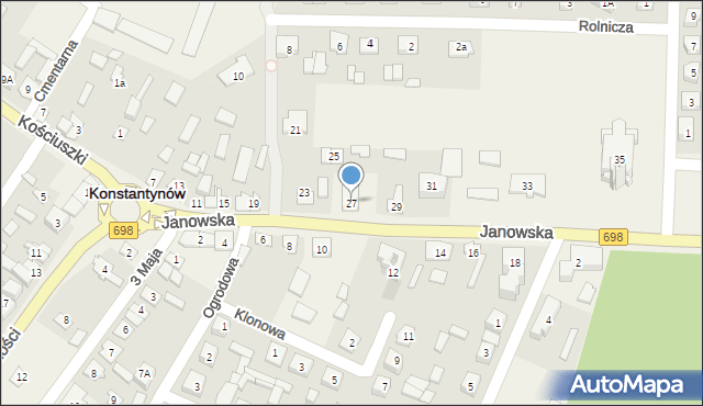 Konstantynów, Janowska, 27, mapa Konstantynów