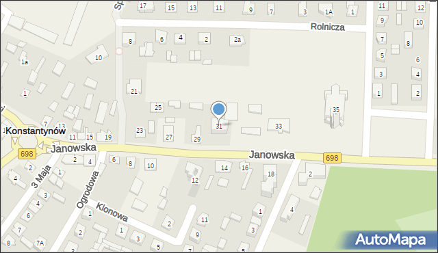 Konstantynów, Janowska, 31, mapa Konstantynów