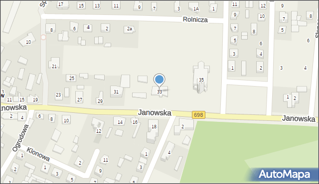 Konstantynów, Janowska, 33, mapa Konstantynów