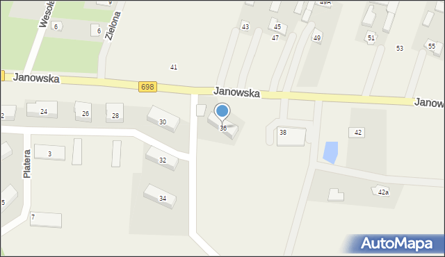 Konstantynów, Janowska, 36, mapa Konstantynów