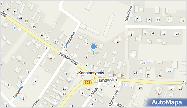 Konstantynów, Janowska, 7, mapa Konstantynów