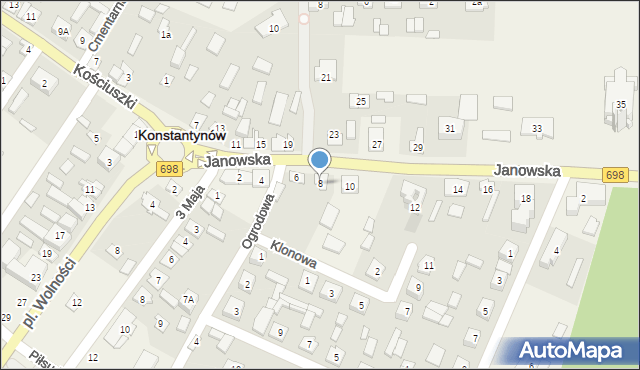 Konstantynów, Janowska, 8, mapa Konstantynów