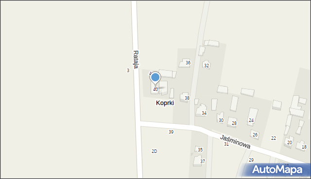 Koprki, Jaśminowa, 40, mapa Koprki