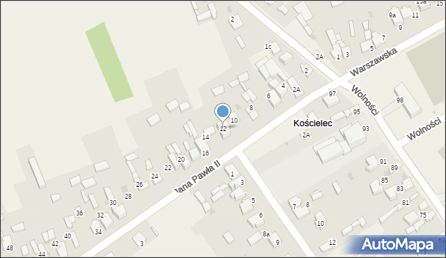 Kościelec, Jana Pawła II, 12, mapa Kościelec