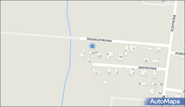 Kostrzyn, Jaśminowa, 12, mapa Kostrzyn