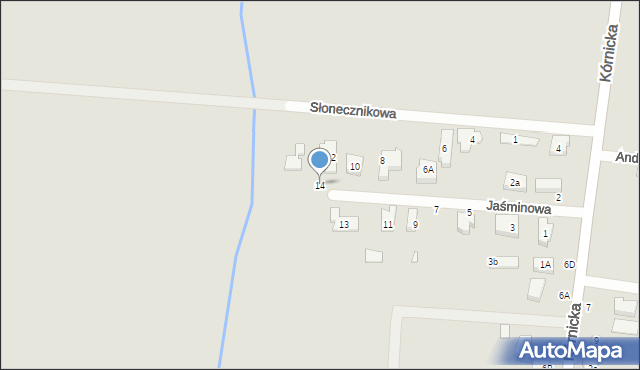 Kostrzyn, Jaśminowa, 14, mapa Kostrzyn