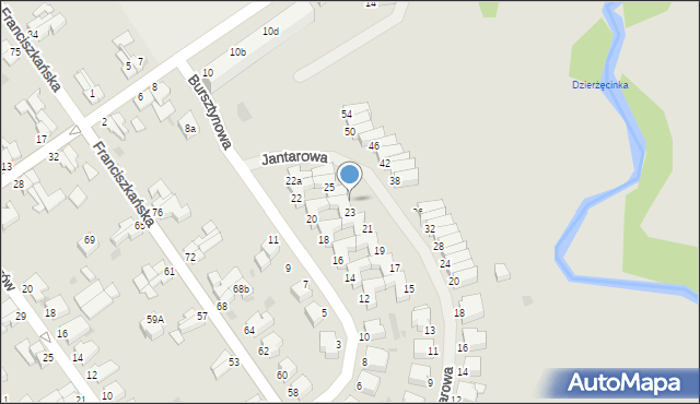 Koszalin, Jantarowa, 23a, mapa Koszalina