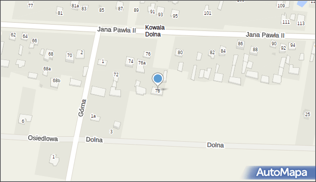 Kowala-Stępocina, Jana Pawła II, 78, mapa Kowala-Stępocina