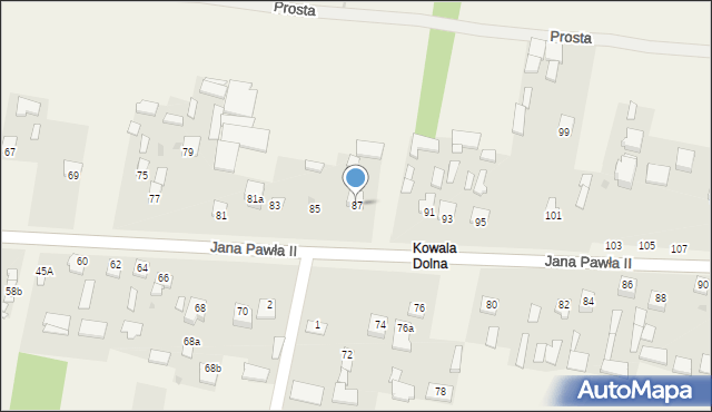Kowala-Stępocina, Jana Pawła II, 87, mapa Kowala-Stępocina