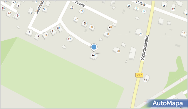 Kożuchów, Jastrzębia, 12A, mapa Kożuchów