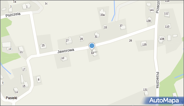 Kozy, Jaworowa, 14, mapa Kozy