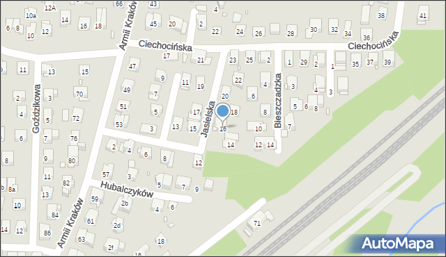 Kraków, Jasielska, 16, mapa Krakowa