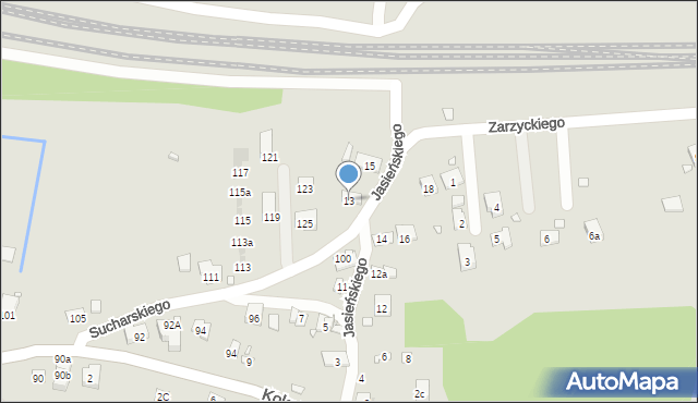 Kraków, Jasieńskiego Feliksa, 13, mapa Krakowa