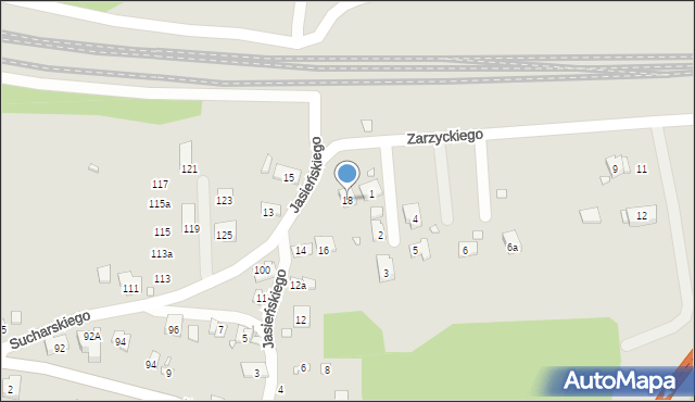 Kraków, Jasieńskiego Feliksa, 18, mapa Krakowa