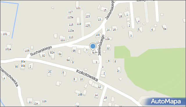 Kraków, Jasieńskiego Feliksa, 5, mapa Krakowa