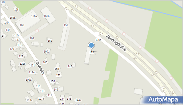 Kraków, Jasnogórska, 135, mapa Krakowa