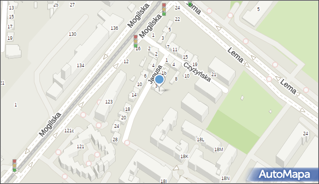 Kraków, Janusa Stefana, mjr. pil., 5, mapa Krakowa