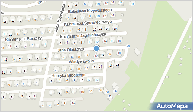 Kraków, Jana Olbrachta, 12, mapa Krakowa