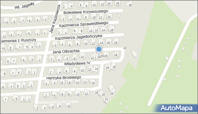 Kraków, Jana Olbrachta, 14, mapa Krakowa