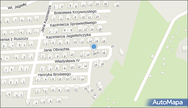 Kraków, Jana Olbrachta, 16, mapa Krakowa