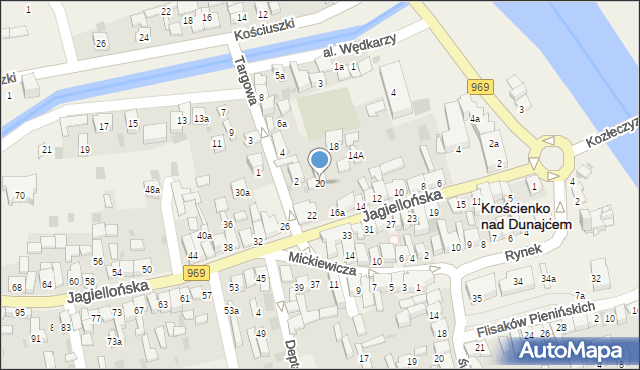 Krościenko nad Dunajcem, Jagiellońska, 20, mapa Krościenko nad Dunajcem