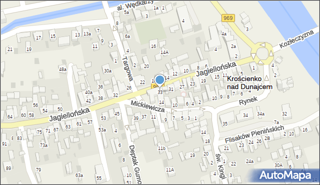 Krościenko nad Dunajcem, Jagiellońska, 33, mapa Krościenko nad Dunajcem