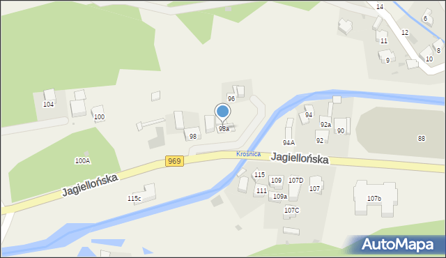 Krościenko nad Dunajcem, Jagiellońska, 98a, mapa Krościenko nad Dunajcem