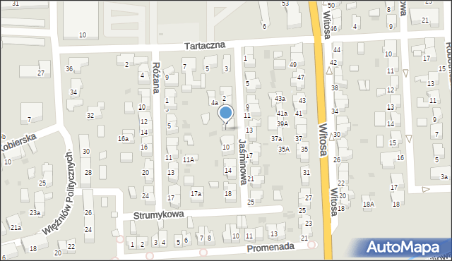 Krotoszyn, Jaśminowa, 8, mapa Krotoszyna