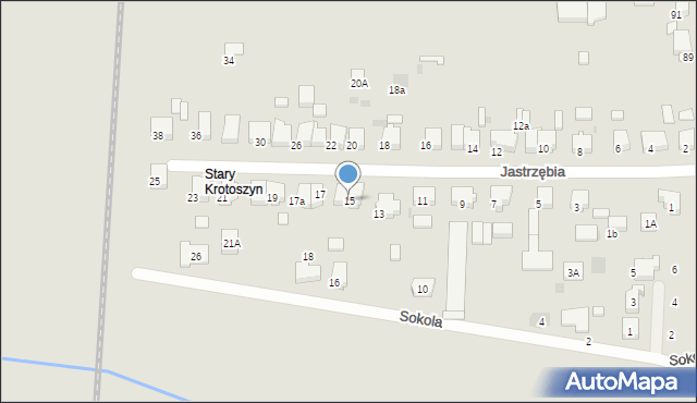 Krotoszyn, Jastrzębia, 15, mapa Krotoszyna