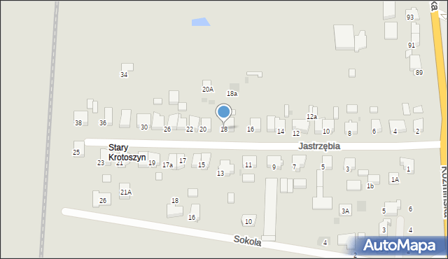 Krotoszyn, Jastrzębia, 18, mapa Krotoszyna