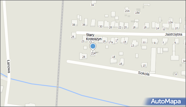 Krotoszyn, Jastrzębia, 21A, mapa Krotoszyna