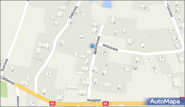 Kruszyn, Jabłoniowa, 11, mapa Kruszyn