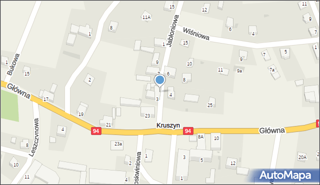 Kruszyn, Jabłoniowa, 5, mapa Kruszyn