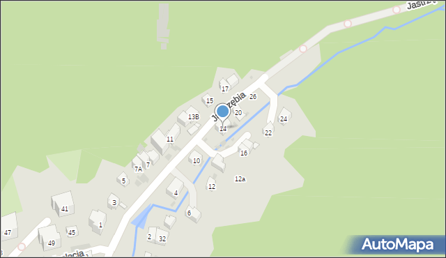 Krynica-Zdrój, Jastrzębia, 14, mapa Krynica-Zdrój