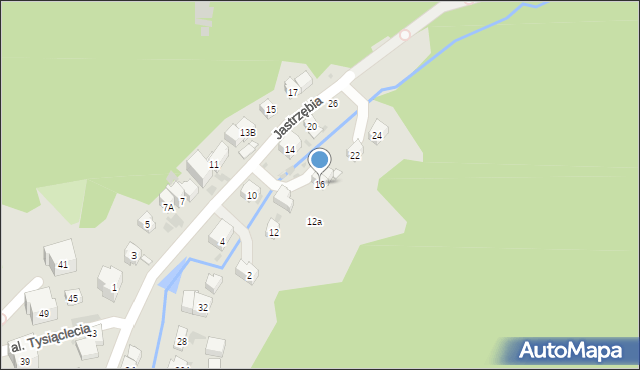 Krynica-Zdrój, Jastrzębia, 16, mapa Krynica-Zdrój