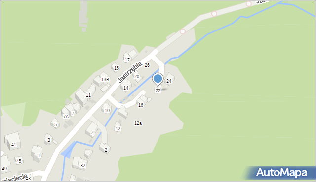 Krynica-Zdrój, Jastrzębia, 22, mapa Krynica-Zdrój