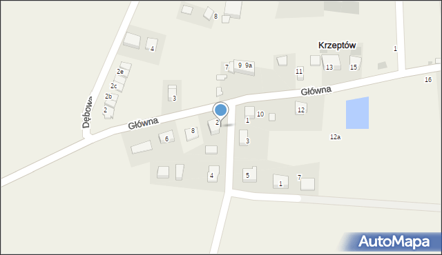 Krzeptów, Jagodowa, 2, mapa Krzeptów