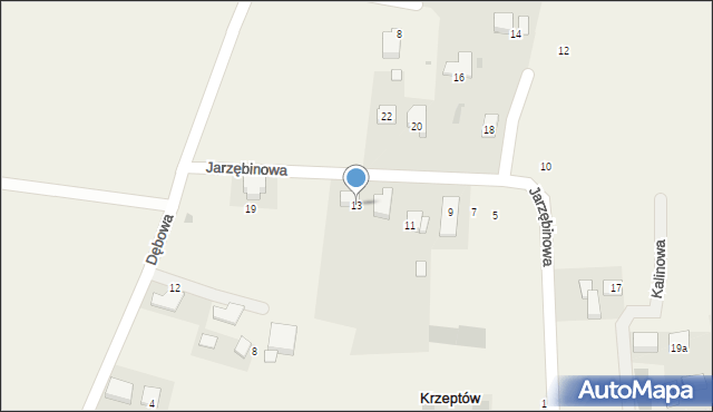 Krzeptów, Jarzębinowa, 13, mapa Krzeptów