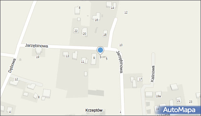 Krzeptów, Jarzębinowa, 7, mapa Krzeptów